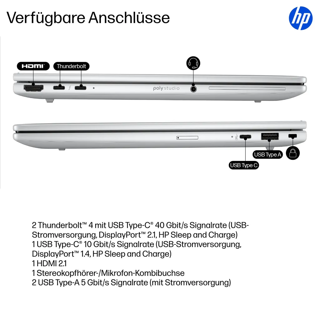 HP EliteBook 8 G1i | 13,3" AI Laptop | Ultra 7 - Ansicht 5