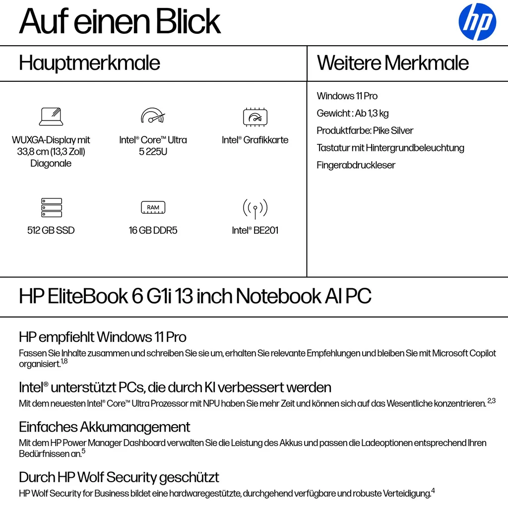 HP EliteBook 6 G1i | 13,3" Laptop | Ultra 5 225U - Ansicht 4