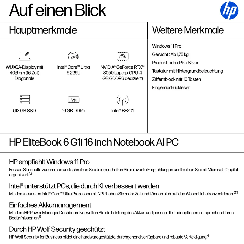 HP EliteBook 6 G1i 40,6cm (16") Ultra 5 225U 16GB  - Ansicht 4