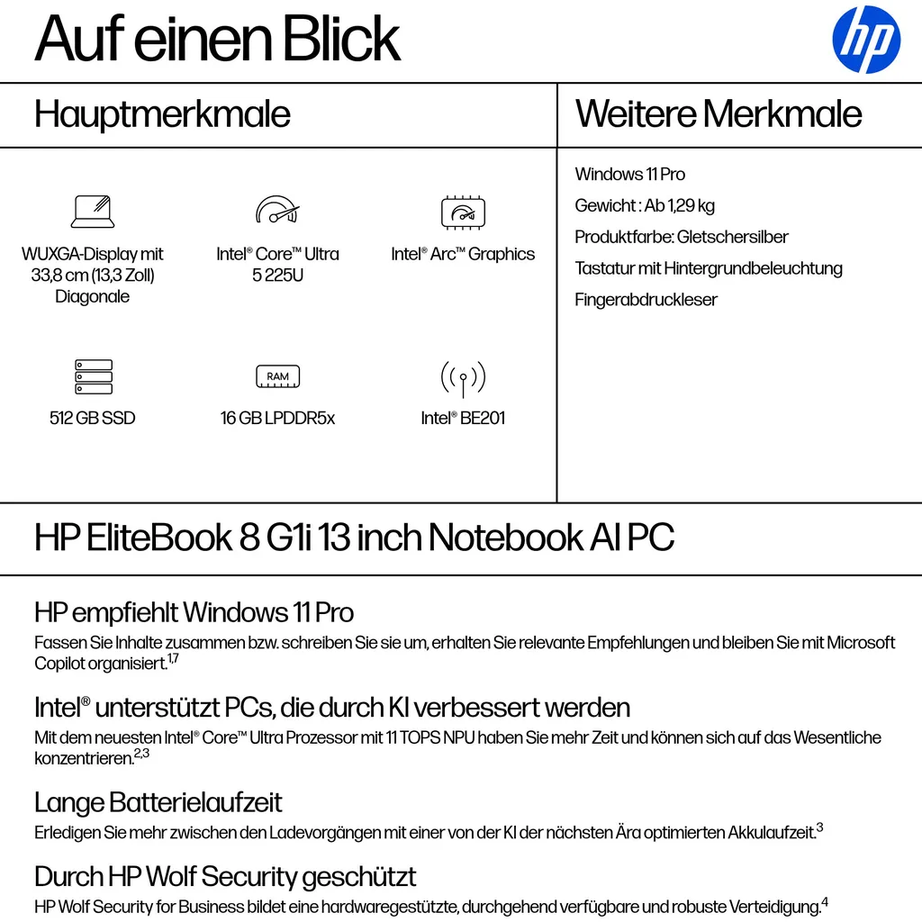 HP EliteBook 8 G1i 33,8cm (13,3") Ultra 5 225U 16G - Ansicht 4