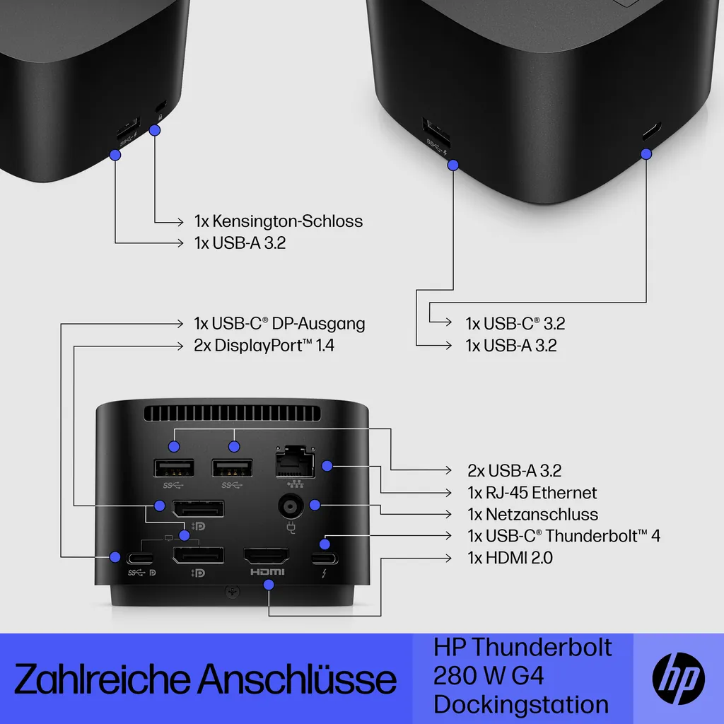 HP Thunderbolt Dock G4 | 280W Dockingstation | USB - Ansicht 2