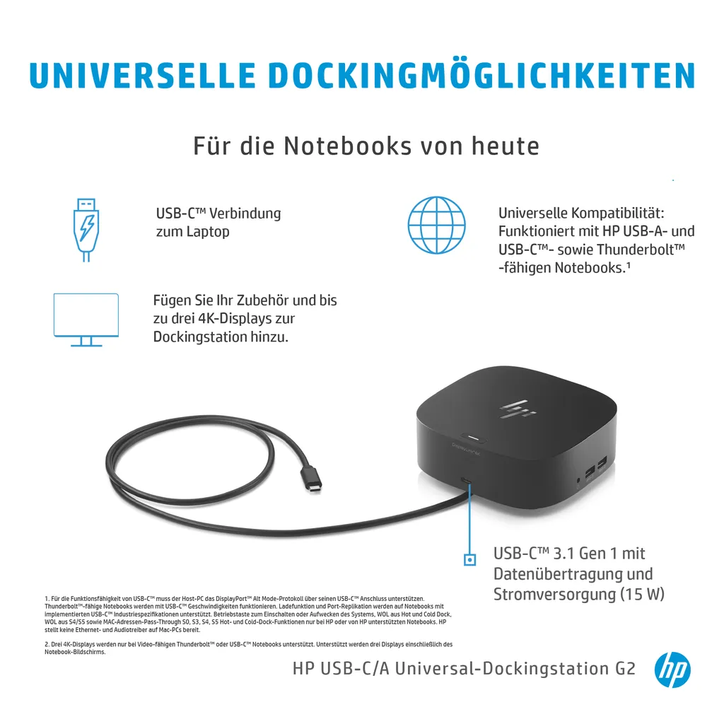 HP USB-C G5 Dock | Dockingstation | 2x DisplayPort - Ansicht 4